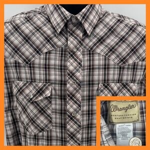 Wrangler Western Fashion Snap Shirts Plaid Short Sleeve Medium M‎